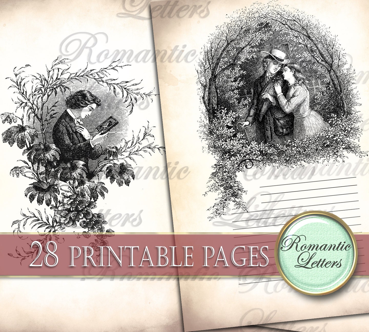 Victorian Printable Scrapbook Background Paper Digital - Etsy
