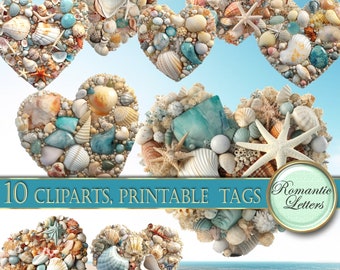 plage coquillages numérique clip art imprimable scrapbooking clipart éléments plage mariage fête invitation imprimable tags sirène océan coraux