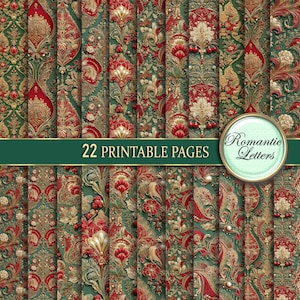 Weihnachten Damast Muster Papier zum ausdrucken Scrapbook Papier besticken vintage weihnachts Damast Muster zum herunterladen