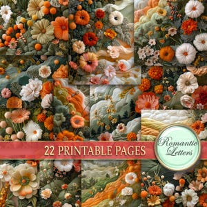 Digital Printable Scrapbook Papier Pack Patchwork druckbares Handwerk niedliches kawaii Papier Quilt floral Junk Journal Seiten Filzblumen A4