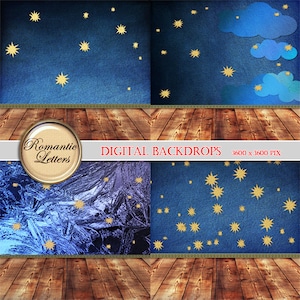 Digital Backdrop Night Digital Scrapbook Paper digital background night newborn digital photography backdrop room star digital backdrop