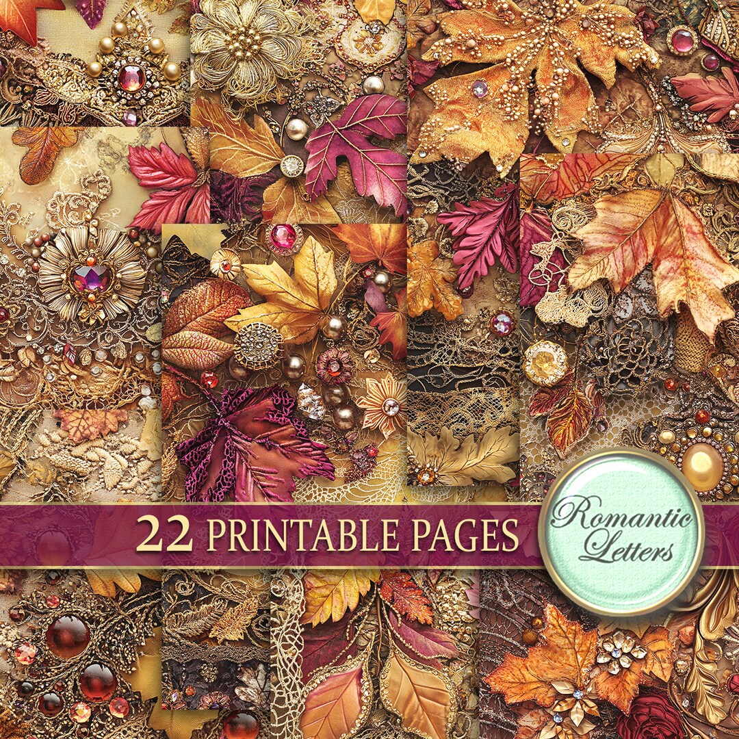 Autumn Leaves Digital Printable Craft Paper Scrapbook Paper Pack Quilt ...