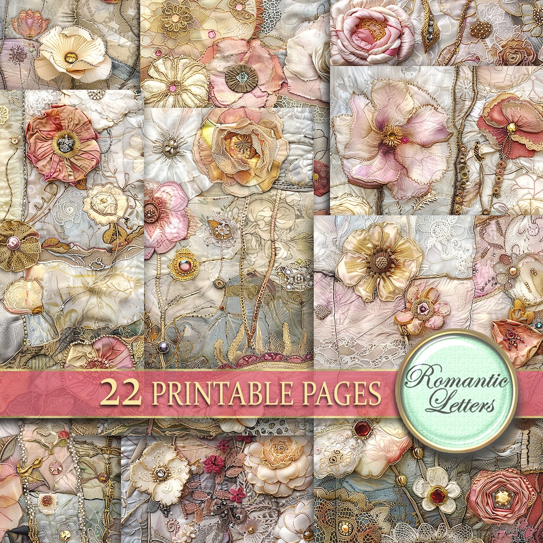 Printable Digital Junk Journal Pages Scrapbook Paper Pack Shabby Chic ...