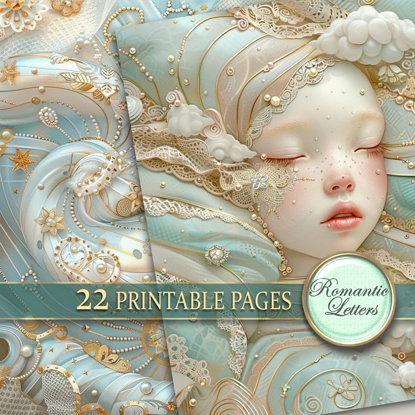 Printable Digital Junk Journal Pages Newborn Baby Scrapbook Paper Pack ...