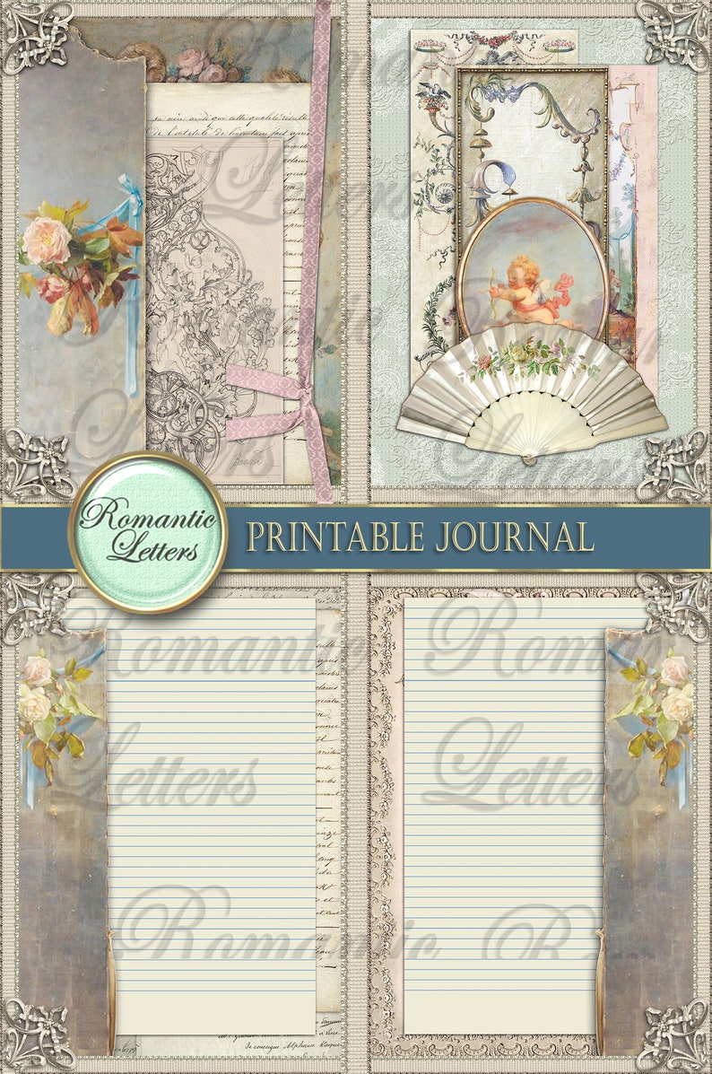 Printable Junk Journal Kit Shabby Chic Digital Scrapbook Paper ...