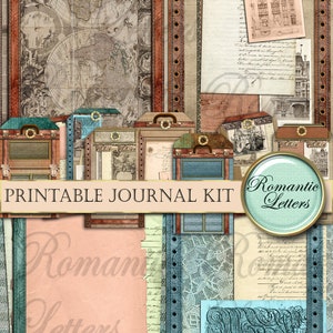 Printable travel journal kit digital scrapbooking printable junk journal craft paper A4 8.5x11 mini album printable journal pages tags card image 9