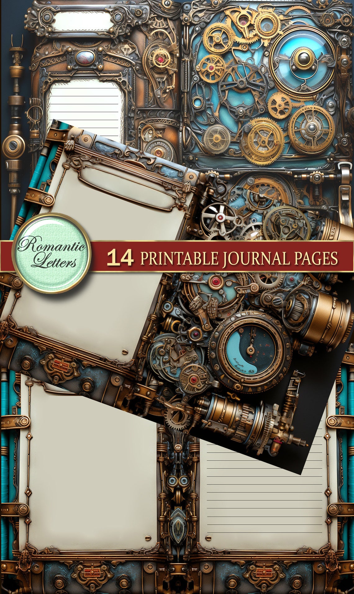 Steampunk Junk Journal Pages Digital Scrapbook Paper Pack Rust Metal ...