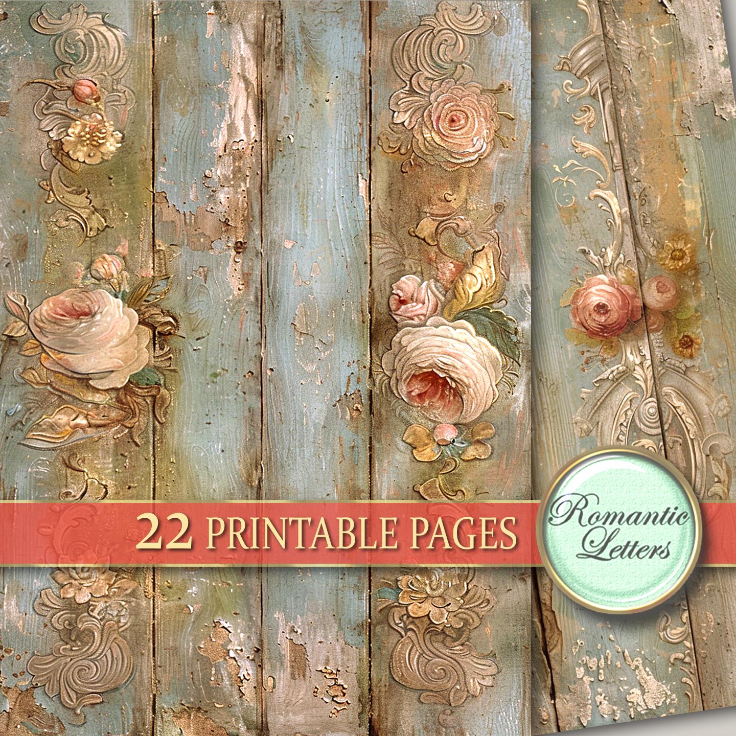 Rose Digital Paper Pack Scrapbook Background Paper Floral Shabby Chic ...