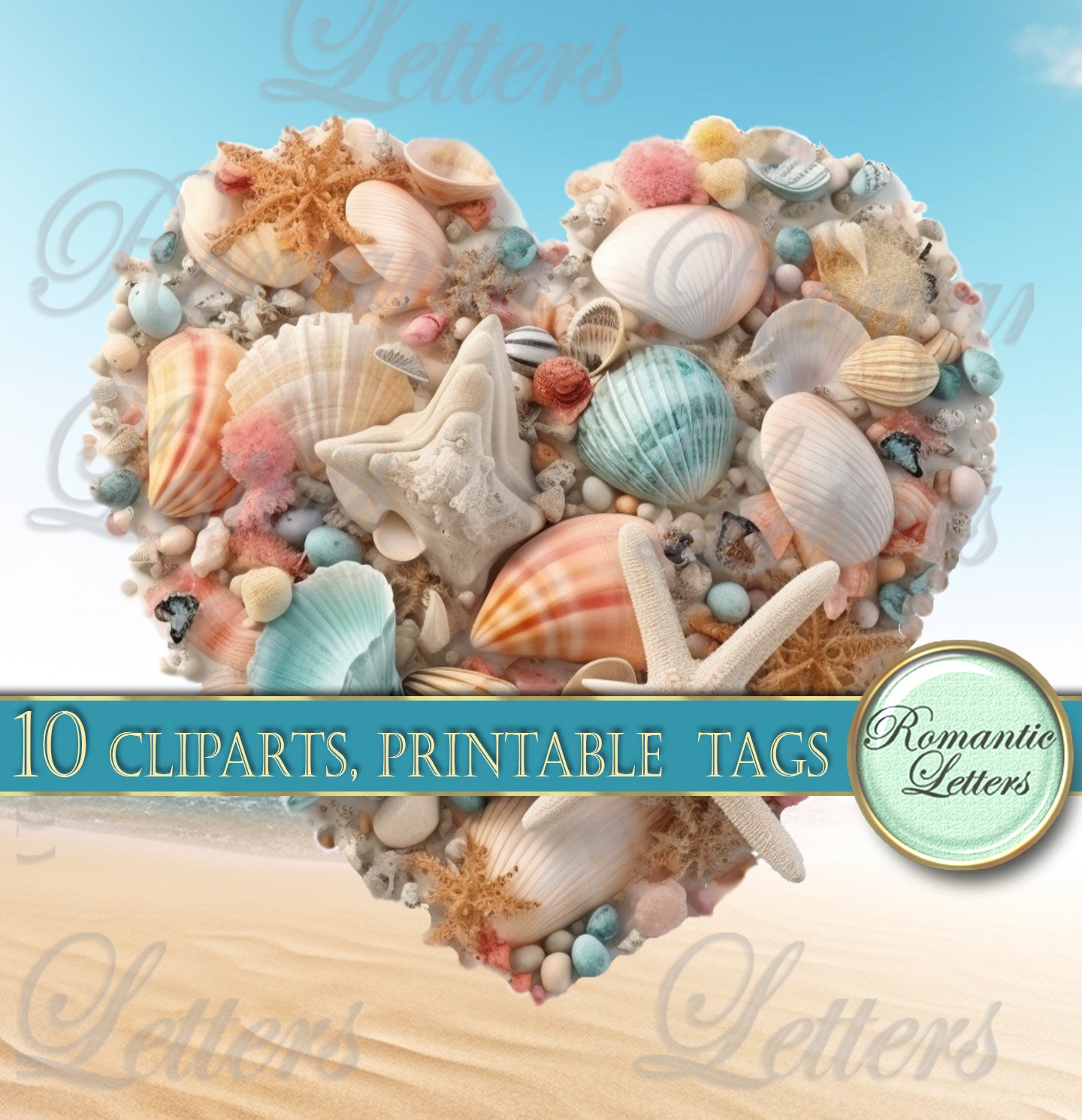 Beach Sea Shells Digital Clip Art Printable Scrapbook Clipart Elements ...