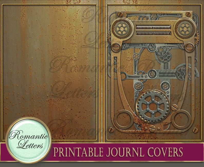 Steampunk Printable Journal Covers Industrial Digital - Etsy