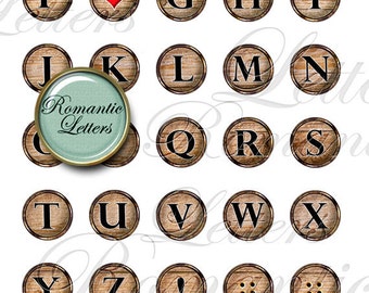 May include: A set of 30 round wooden buttons with black letters and symbols. The buttons feature the alphabet, punctuation marks, and a heart symbol. The buttons are ideal for crafting projects, scrapbooking, and other DIY projects.