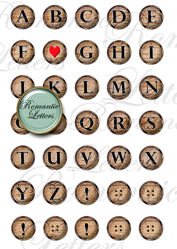 Digital Scrapbooking Alphabet 1 Inch Circle Wood Texture Etsy