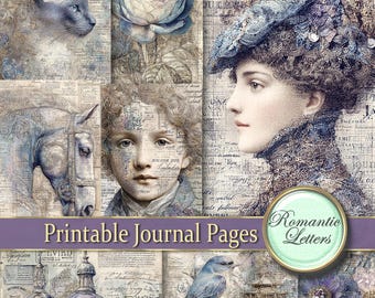 Mixed Media Junk Journal Paper: Vintage Scrapbook, Victorian Ephemera (Digital Printable A4)