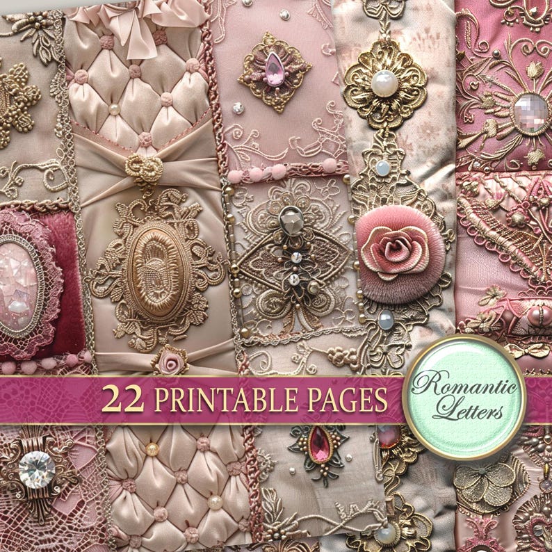 Digital Printable Scrapbook Paper Pack Shabby Chic Fabric Luxury ...