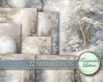 Winter Wald Digital Paper Pack, Verschneite Scrapbook Hintergründe (Digitaler Download)