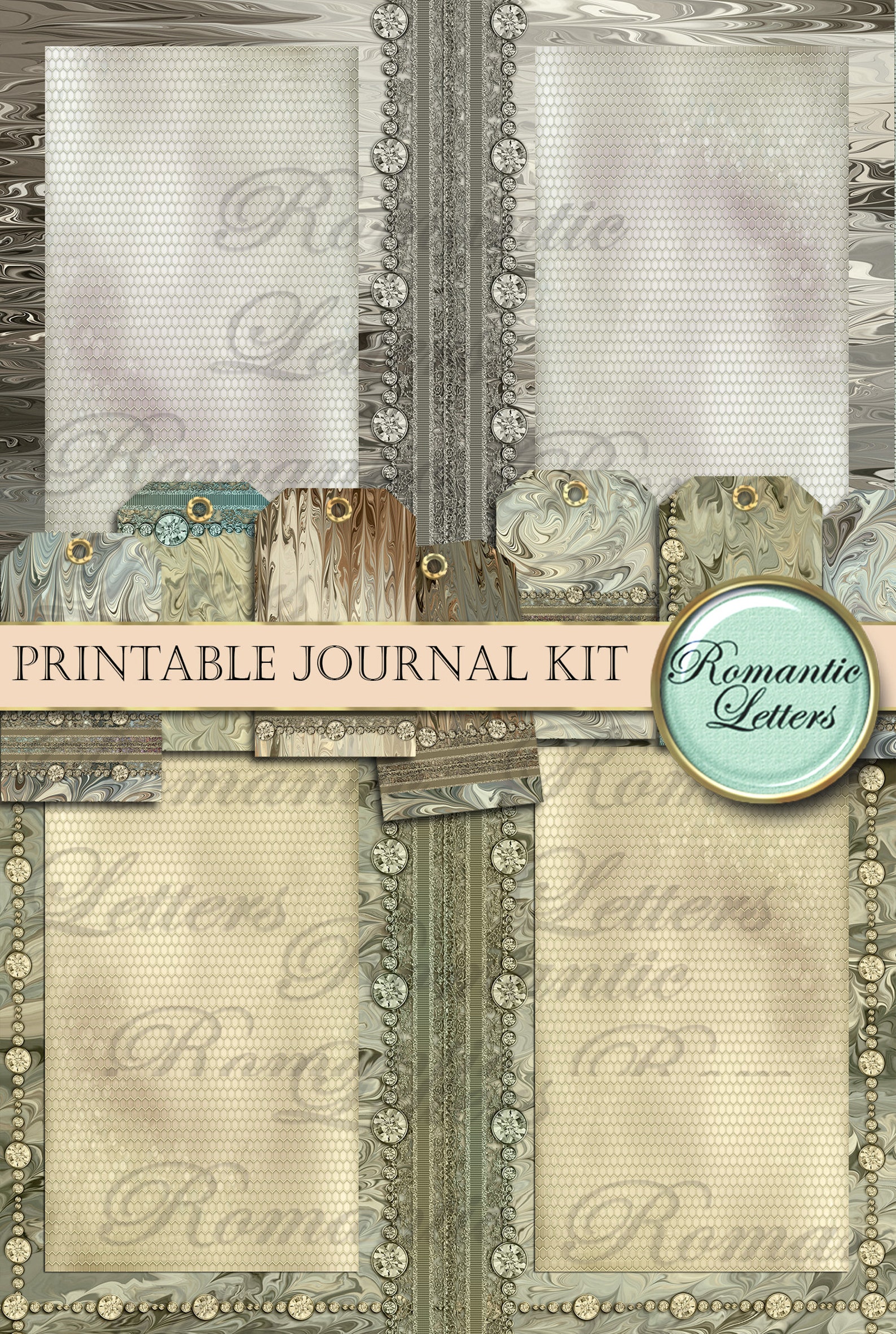 Printable Junk Journal Kit Digital Scrapbook Backgrounds Printable Junk ...