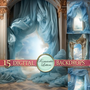 Digital backdrop room digital background sky clouds digital photography Photoshop background curtain maternity photo studio backdrop silk