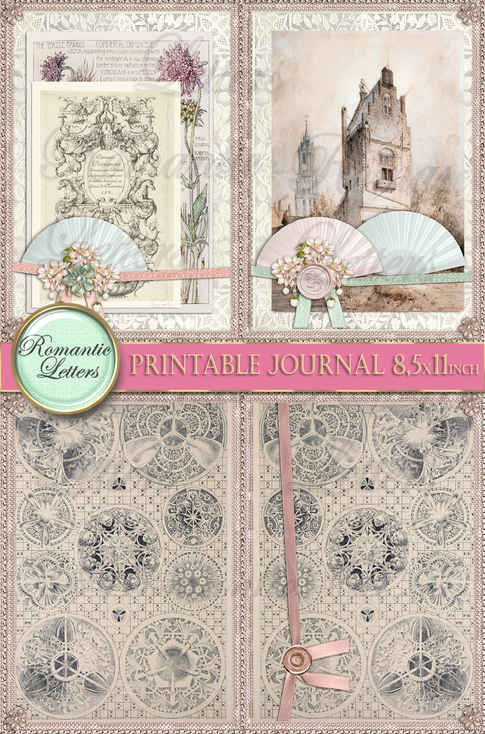 Printable Junk Journal Kit Printable Scrapbook Paper 8.5x11 Digital ...
