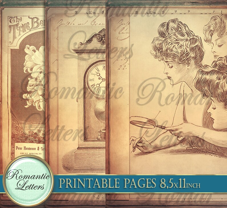 Steampunk Ephemera Digital Paper Pack Printable Journal Pages Victorian ...