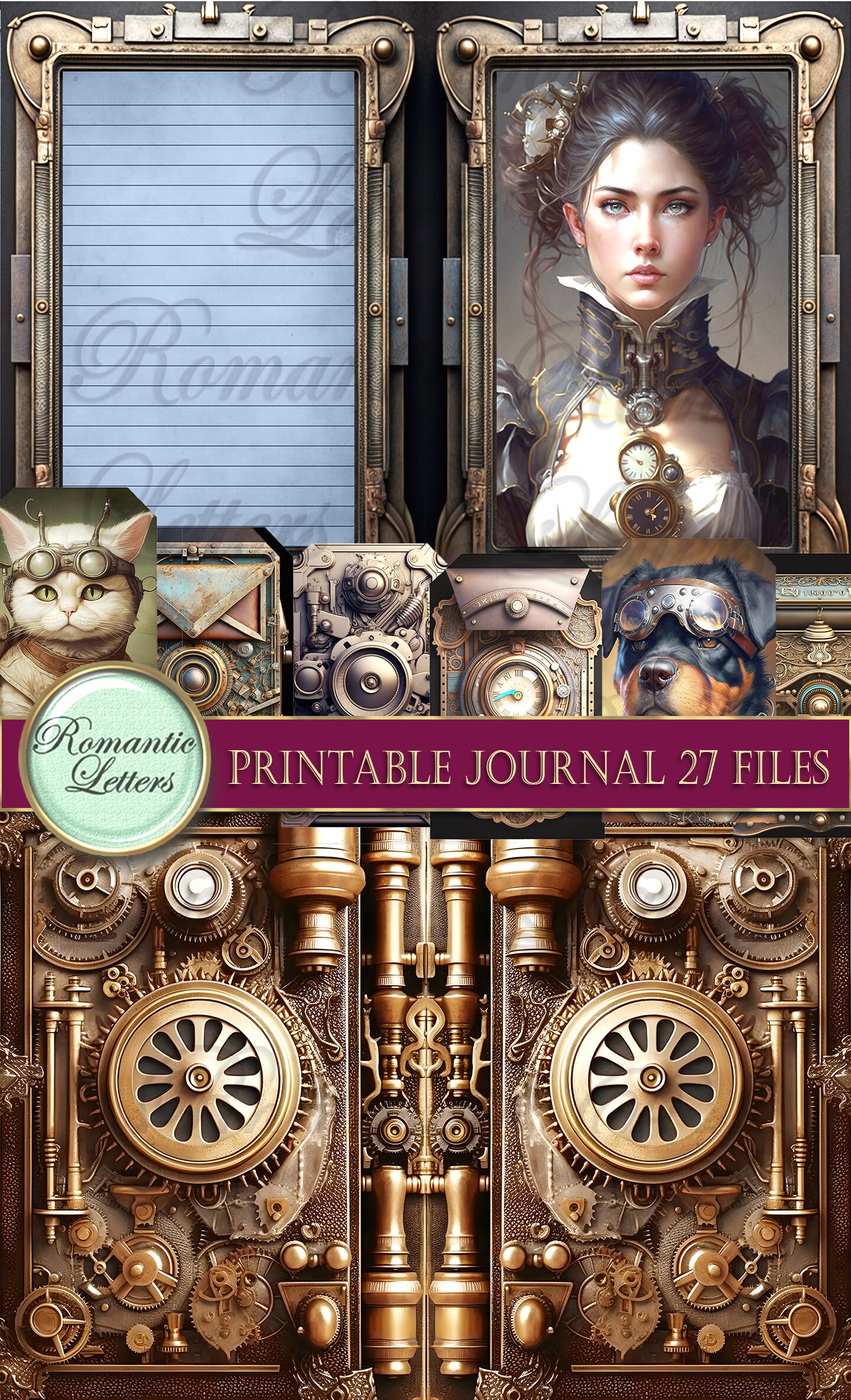 Steampunk Printable Junk Journal Kit Digital Scrapbook Printable ...