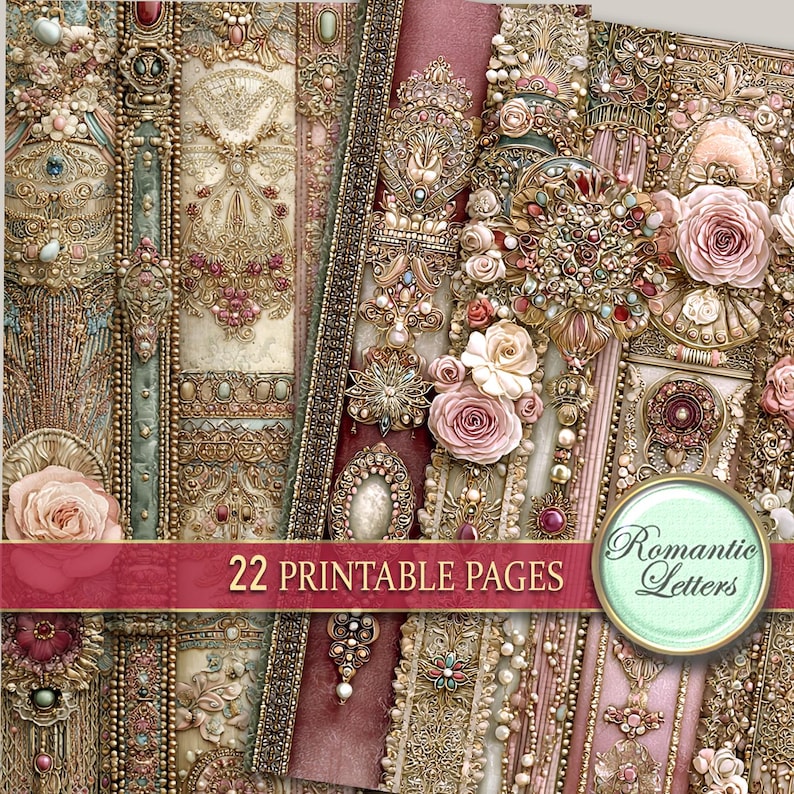 Digital Printable Scrapbook Paper Pack Shabby Chic Junk Journal Pages ...
