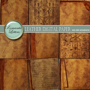 Leather texture Digital scrapbook paper pack printable scrapbook background paper digital paper vintage book covers old scrapbooking paper image 1