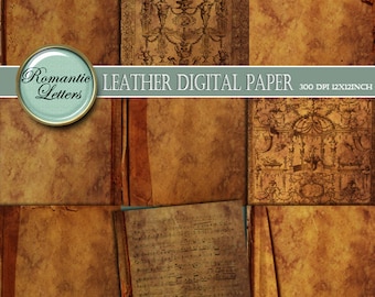 Leather texture Digital scrapbook paper pack printable scrapbook background paper digital paper vintage book covers old scrapbooking paper