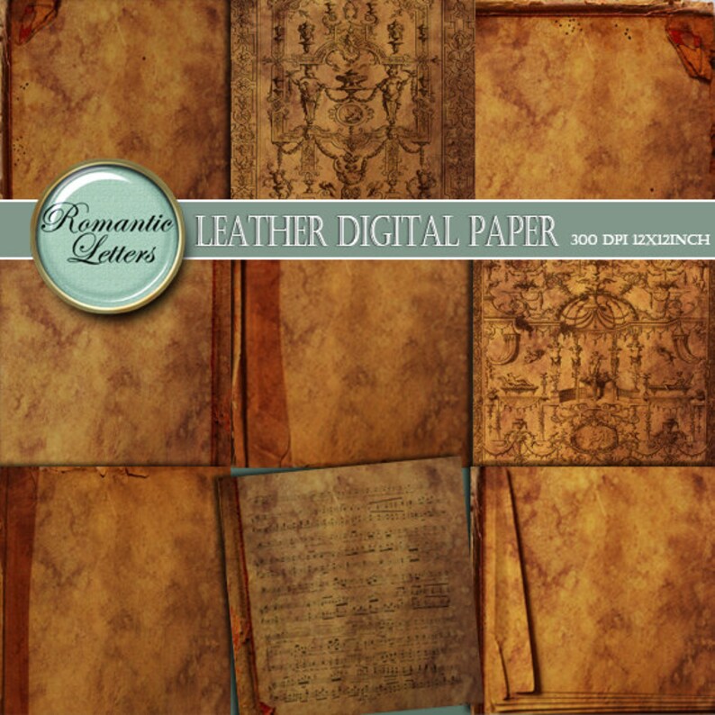 Leather texture Digital scrapbook paper pack printable scrapbook background paper digital paper vintage book covers old scrapbooking paper image 1