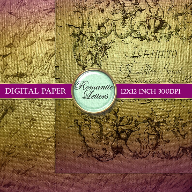 Digital scrapbook pages 12x12 scrapbook background paper digital scrapbook album paper digital paper gold foil vintage paper gold download