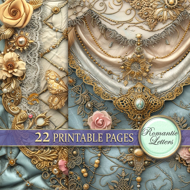 Digital Printable Scrapbook Paper Pack Shabby Chic Junk Journal Pages ...