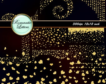 Gouden hart confetti digitale overlay Photoshop clip art gouden confetti clip art overlay sprankelende clipart plakboek grens gouden hart clipart