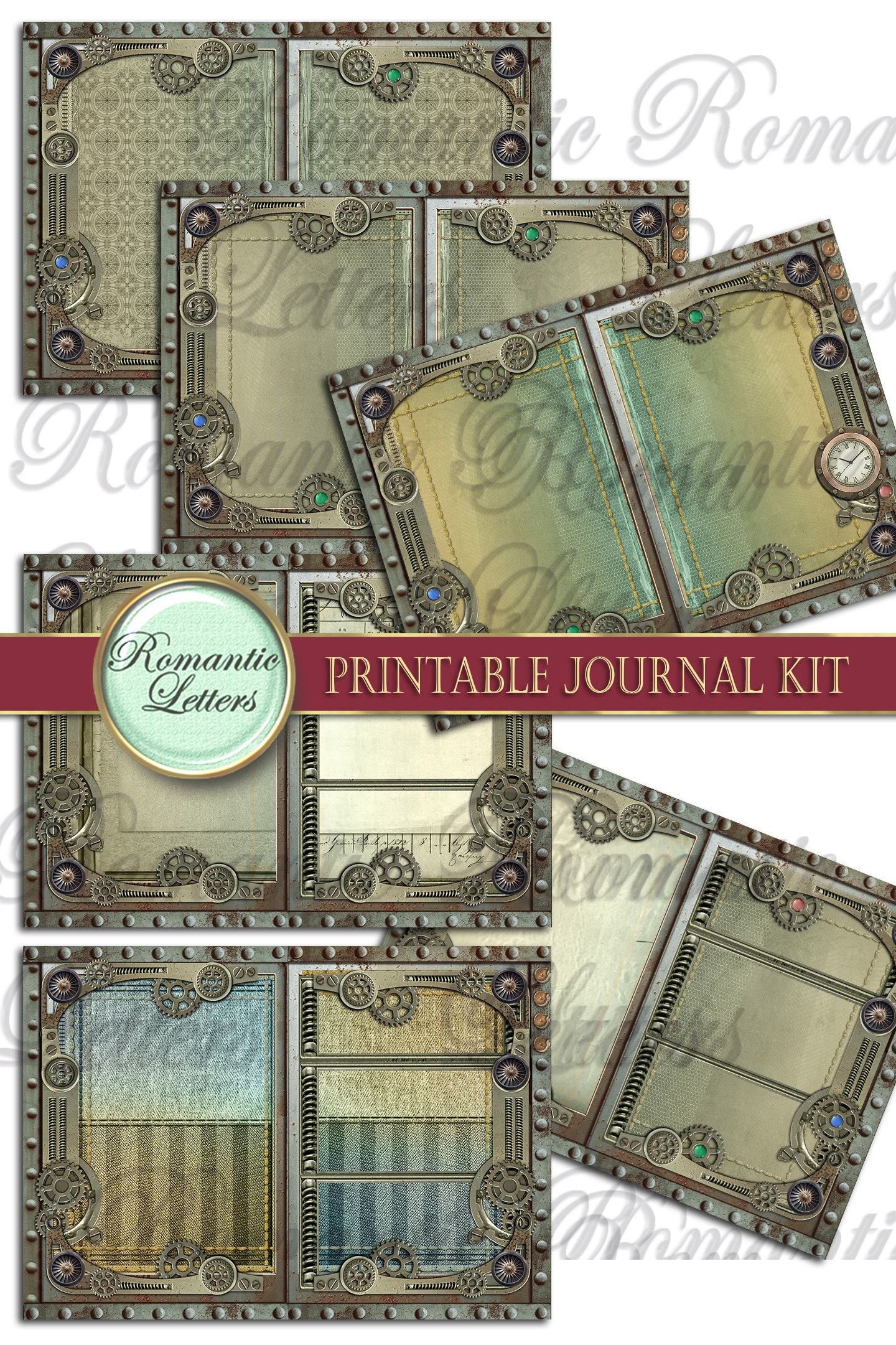 Printable Junk Journal Kit Steampunk Industrial Digital Scrapbook ...