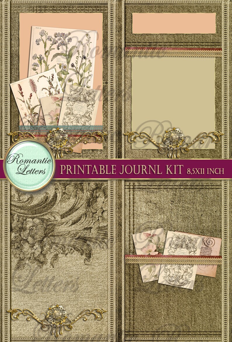 Printable Junk Journal Kit Digital Scrapbooking Paper Printable Craft ...
