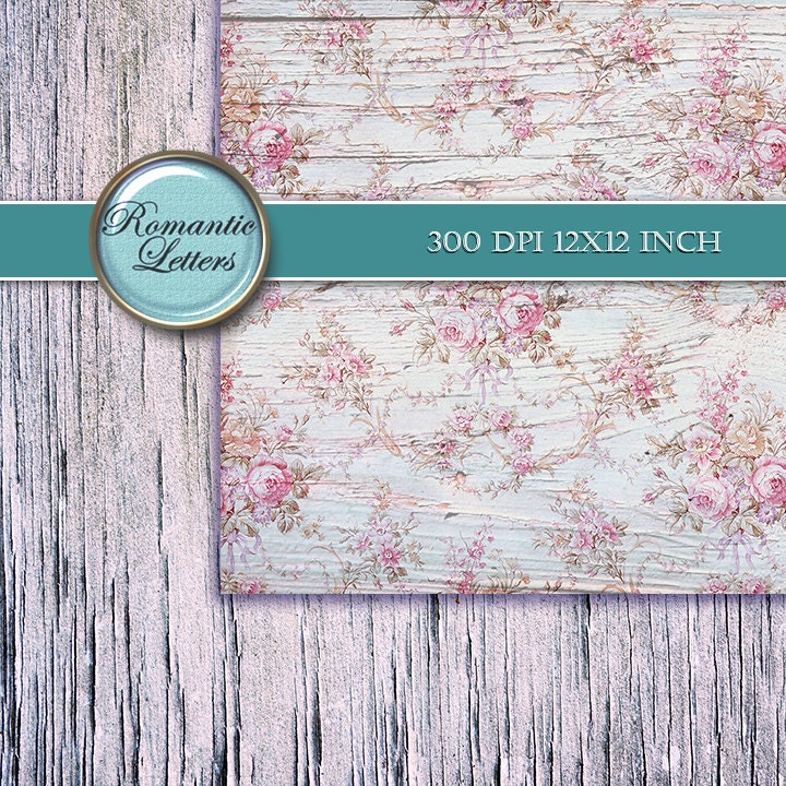 Shabby Chic Digital Scrapbook Paper Pack Shabby Chic Rose Digital ...