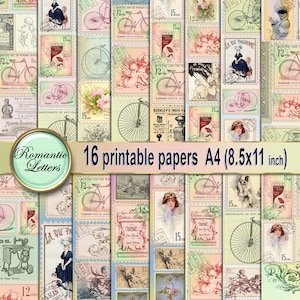 Victorian digital paper pack digital paper vintage ephemera digital printable paper decoupage digital craft paper A4 8x11 inch vintage paper