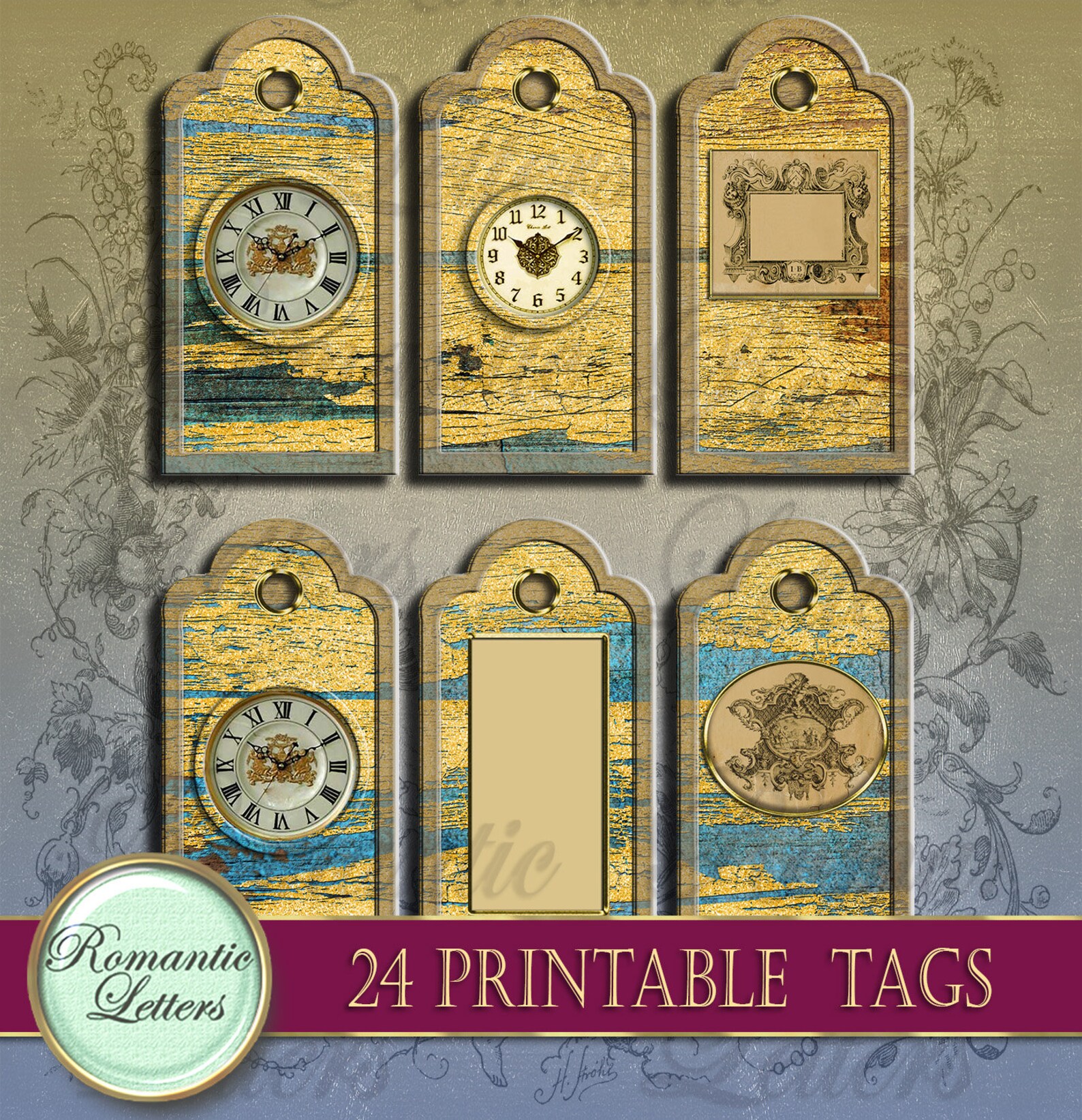 Printable Scrapbook Journal Tags Printable Floral Gift Tags Etsy