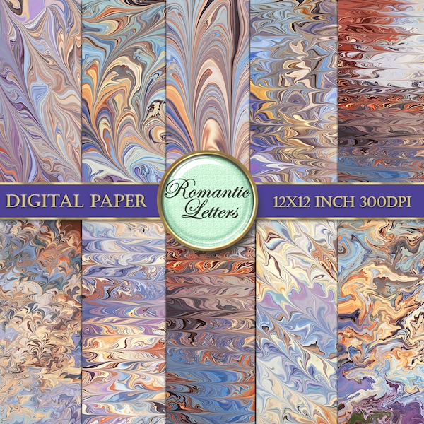 Marbled digital paper pack digital scrapbook background printable marbled decoupage paper digital craft paper digital printable origami