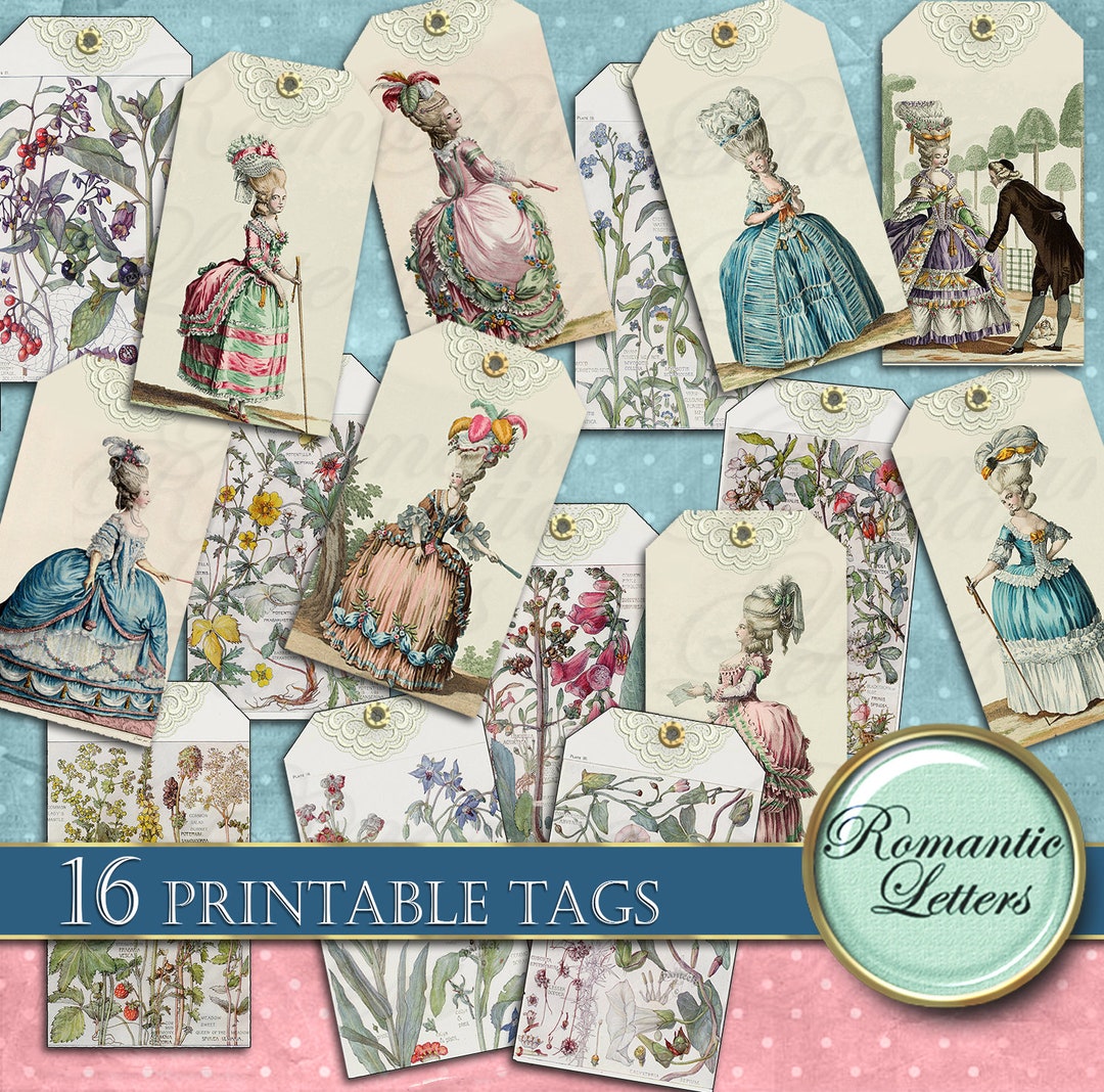 Digital Printable Journal Gift Tags Floral Baroque Digital Printable ...