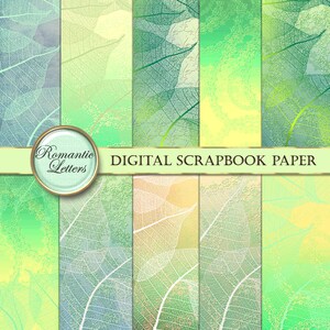 Green leaves texture digital scrapbook paper pack Spring digital scrapbook background paper green digital digital background paper spring