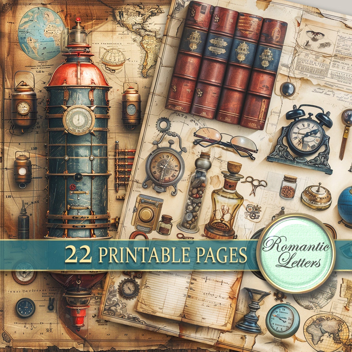 Steampunk Junk Journal Pages Digital Scrapbook Paper Pack Rust Metal ...