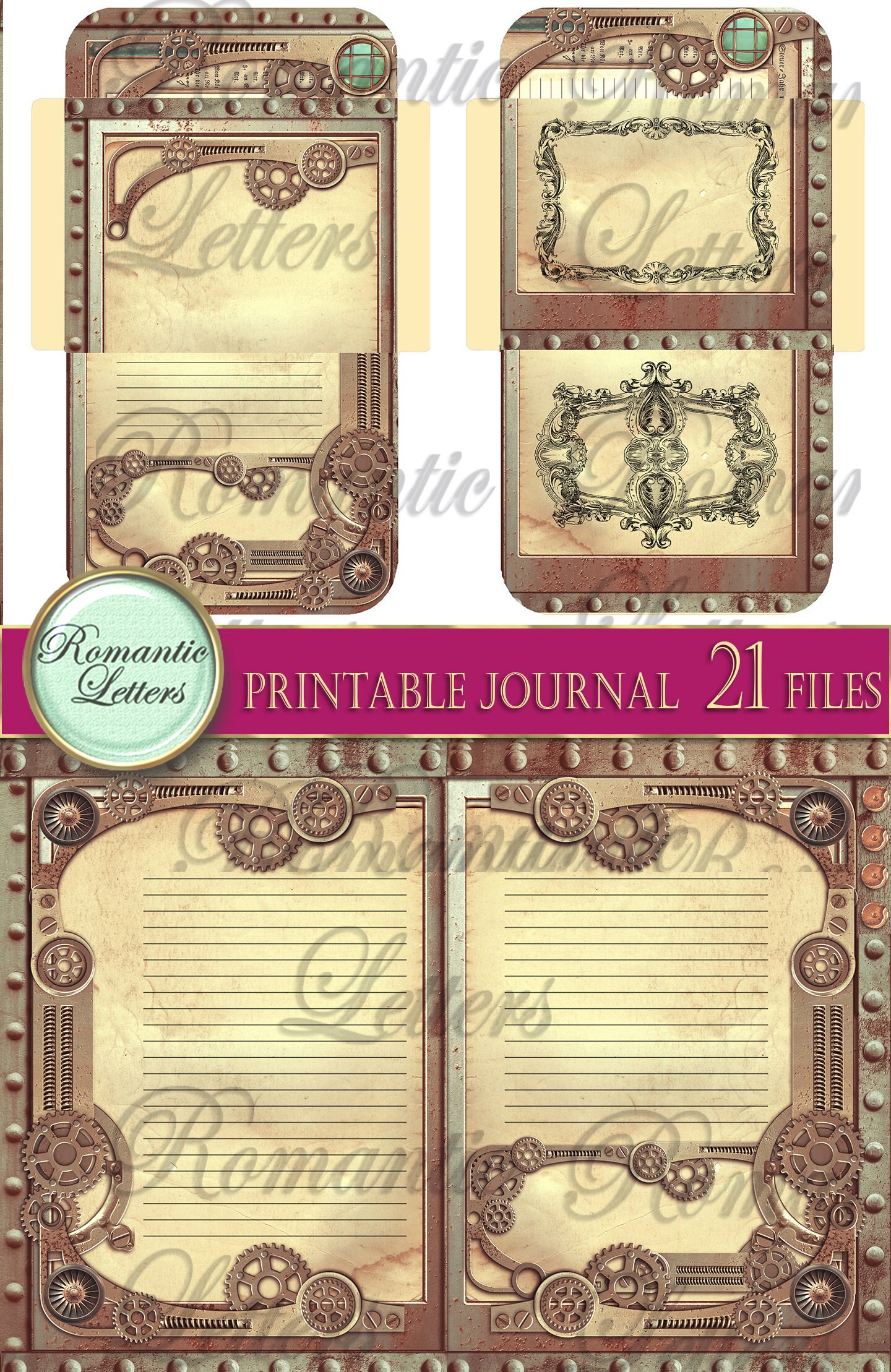 Steampunk Printable Junk Journal Kit Industrial Digital Scrapbook ...