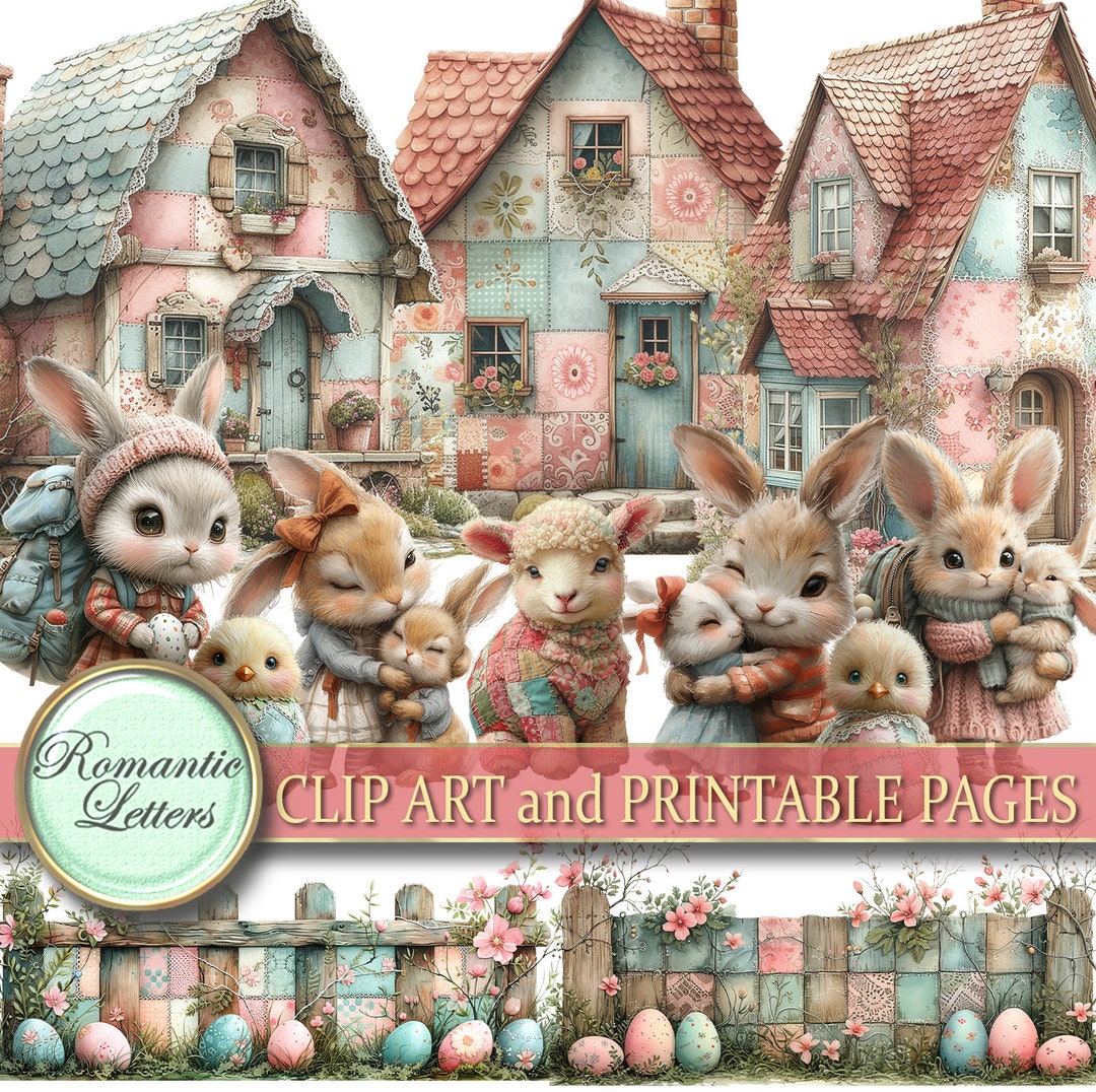 Easter Digital Scrapbook Clip Art Easter Egg Watercolor Clip Art Rabbit ...