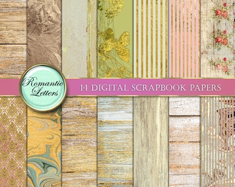 Digitales Papier Holz digital Scrapbook Papier gold Glitzer digital Download digitale Hintergrund viktorianischen beliebig Papier Jahrgang scrapbooking