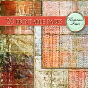Digital printable scrapbook paper pack album background paper Patchwork fabric texture stitched linen backdrop printable craft paper