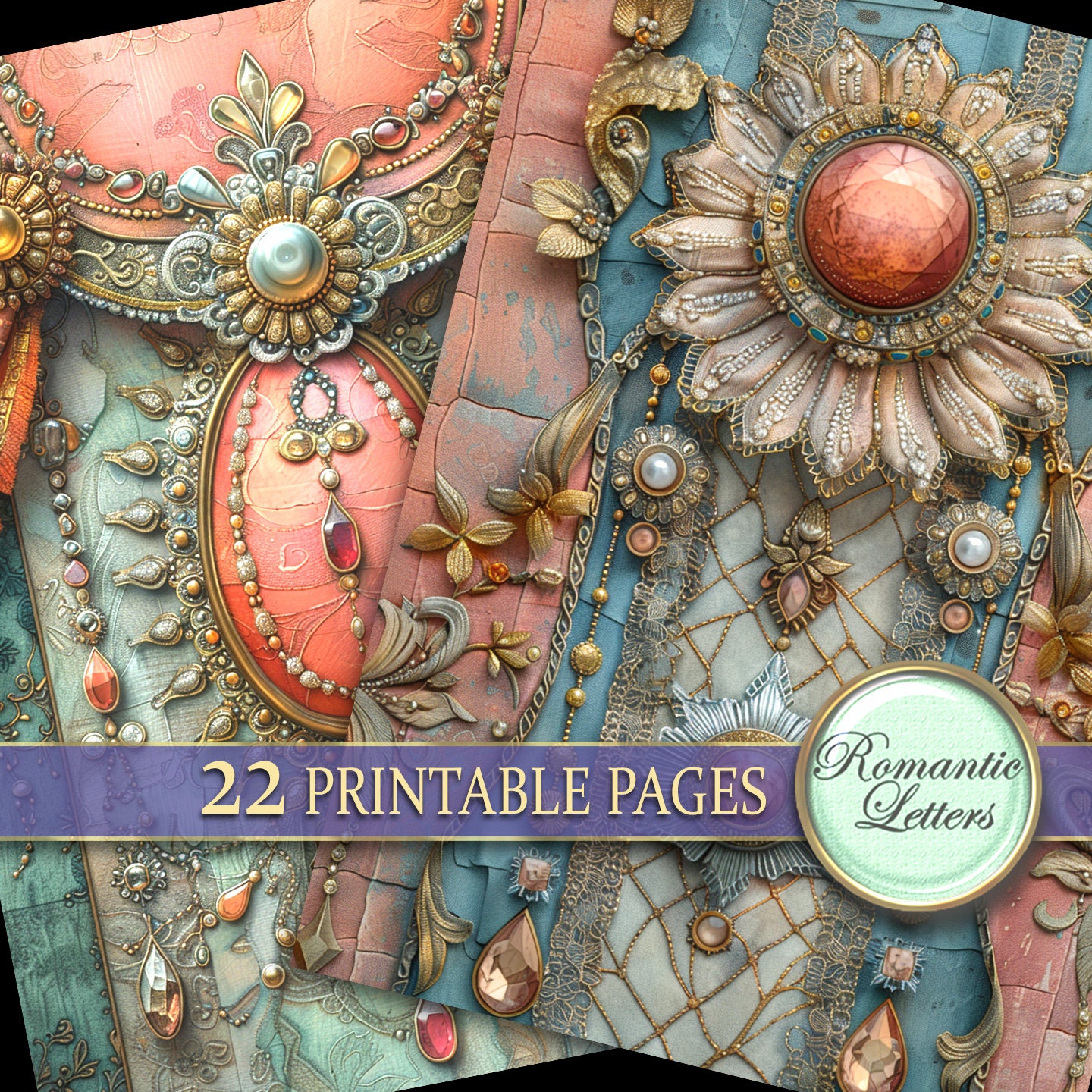 Digital Printable Scrapbook Paper Pack Shabby Chic Junk Journal Pages ...