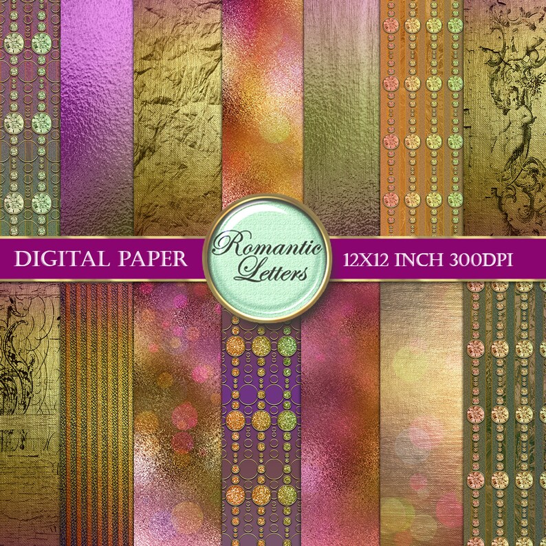 Digital scrapbook pages 12x12 scrapbook background paper digital scrapbook album paper digital paper gold foil vintage paper gold download