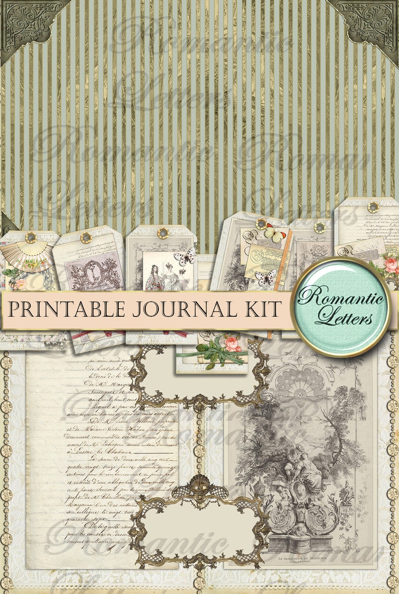 Printable Junk Journal Kit A4 Printable Scrapbook Paper 8.5x11 Digital ...