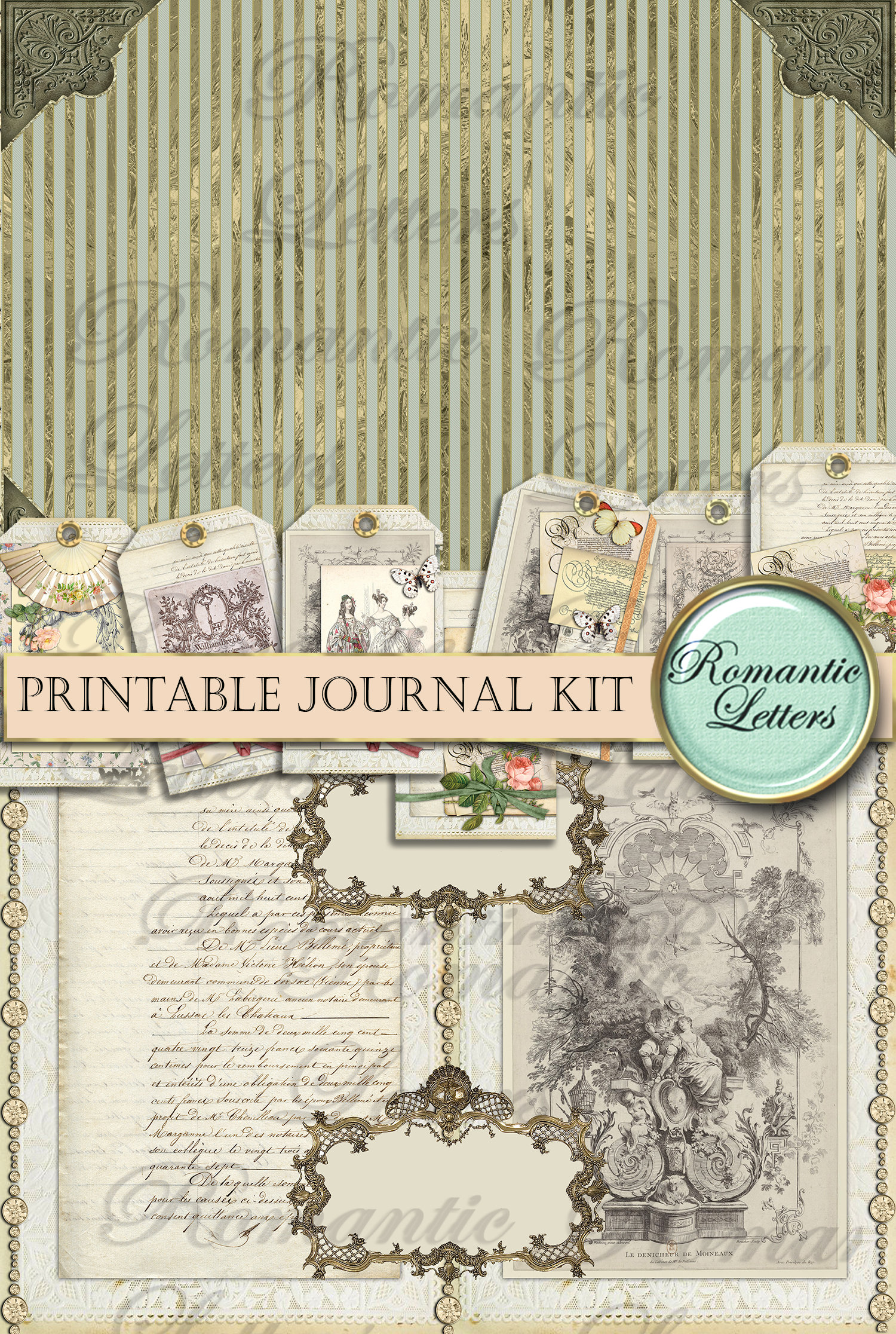 Printable Junk Journal Kit A4 Printable Scrapbook Paper 8.5x11 Digital ...