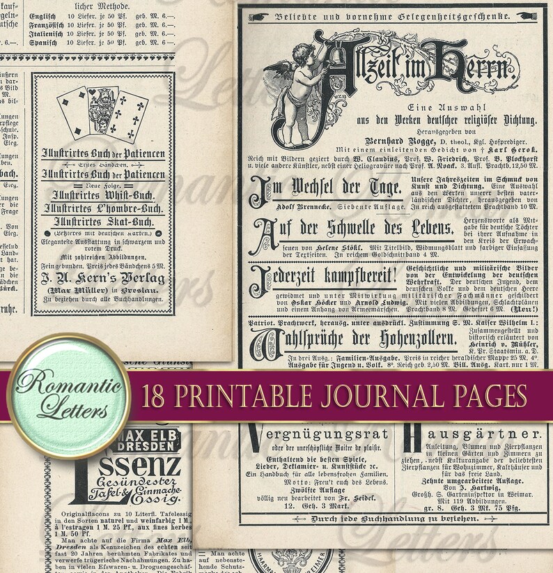 Ephemera Digital Paper Pack Journal Pages Victorian Digital | Etsy