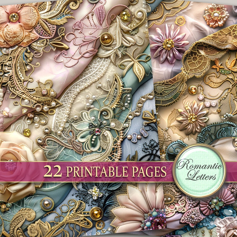 Digital Printable Scrapbook Paper Pack Shabby Chic Junk Journal Pages ...